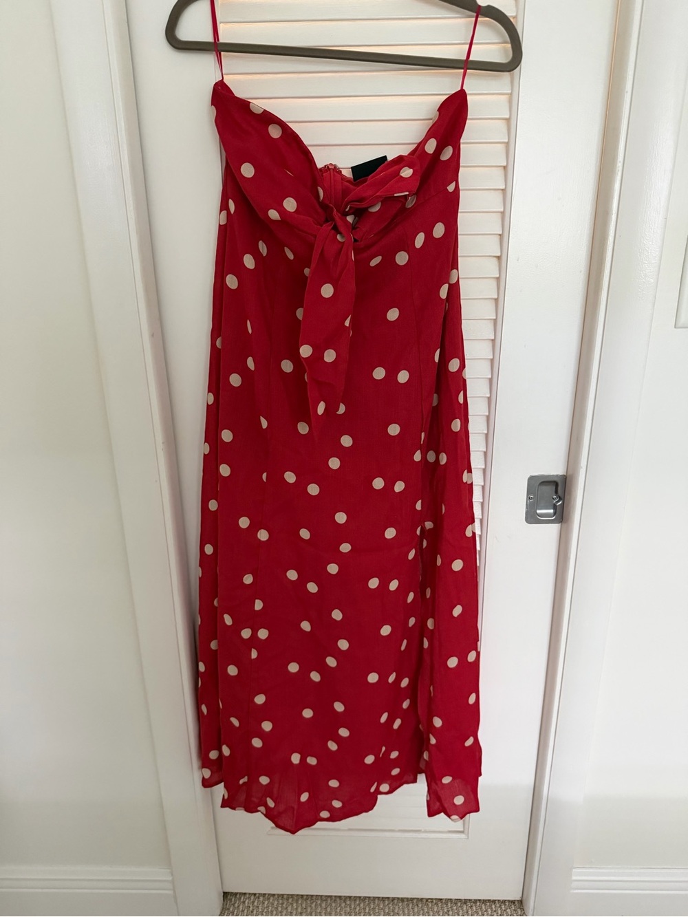Vici Red Polka Dot Strapless Midi Dress - Picture 7 of 8